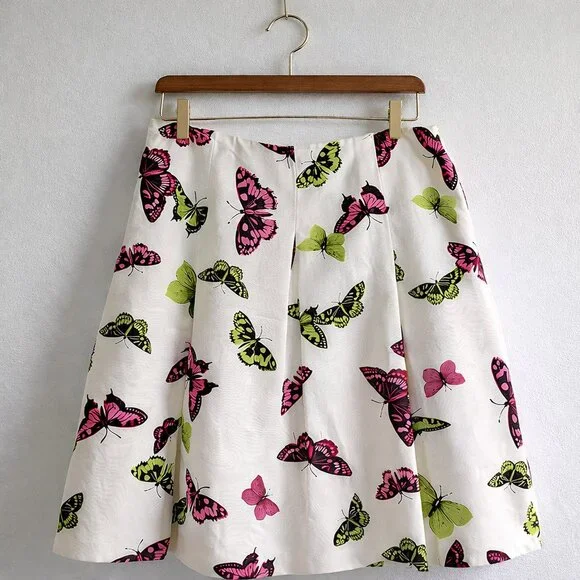 Talbots Pleated Butterfly Skirt Cotton Silk Blend 14 - Picture 1 of 6
